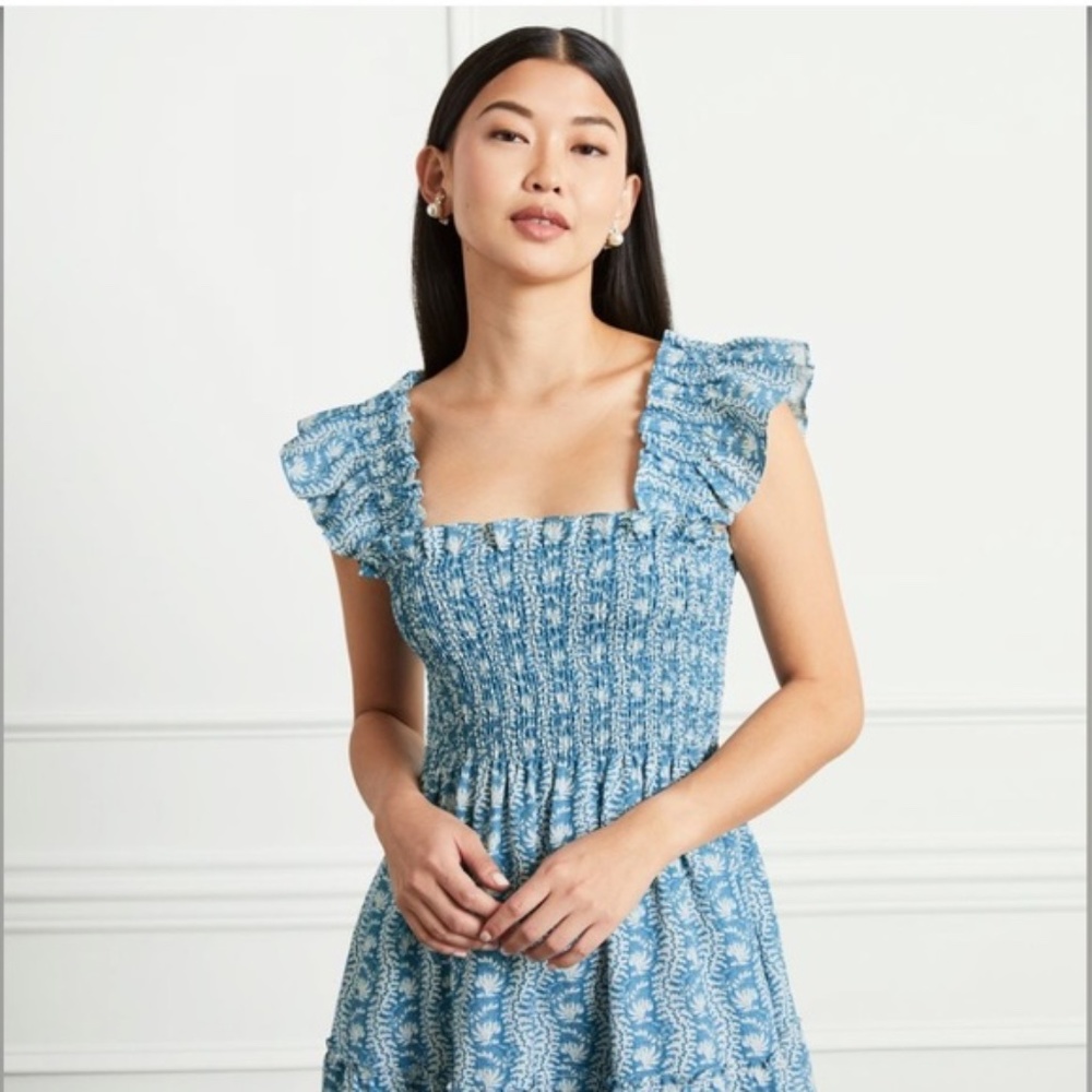 Hill House Ellie Nap Dress Trailing Vine Blue Crepe